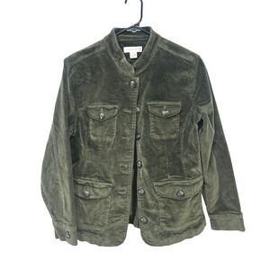 Wide Wale Corduroy Four Pocket Jacket Button Front S‎ Olive Classic Minimalist